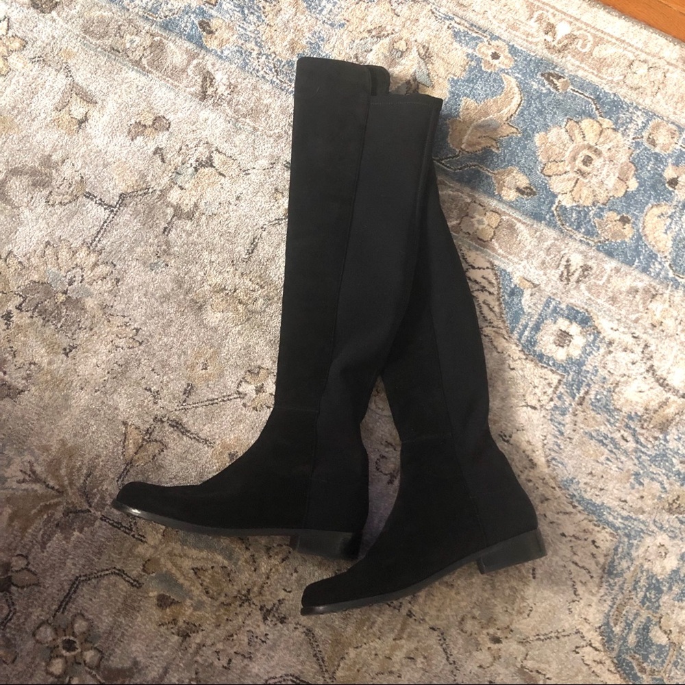 Stuart Weitzman Black Suede 5050 Boots 6.5